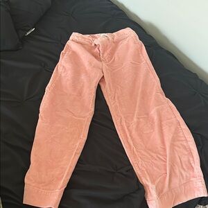 Woman’s high rise wide leg cropped  Pink Corduroy Pants